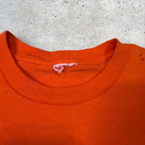 Vtg Johnny’s Route 69 Biker Pinup T-Shirt Orange Sz XL Motorcycle Chopper Moon - Picture 4 of 16